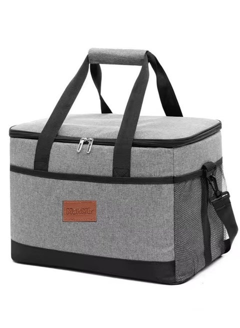 MahMir® Outdoor 33L Large Cooler Bag Insulated Handbag Reusable Waterproof Oxford Ice Refrigerated Large Capacity Oxford Cloth Lightweight Fresh-keeping for Men Women Picnic BBQ Beach Lunch Grey