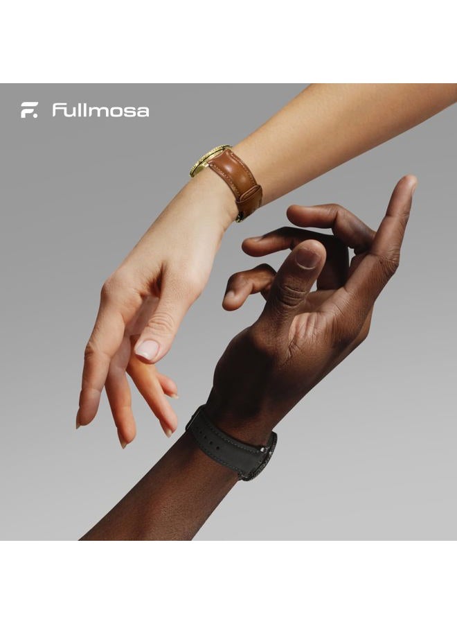 Fullmosa 2 Pack 22mm Leather Watch Bands Quick Release Watch Strap for Men Women, Soft Replacement Strap Wristband with Stainless Steel Buckle,22mm Toffee Brown&gold/Black&Black - Image 5