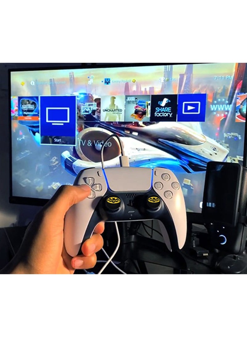 غطاء عصا التحكم بتصميم باتمان لجهاز PS5/PS4، مجموعة من 4 قطع، غطاء مقاوم للانزلاق لوحدة التحكم - Image 2