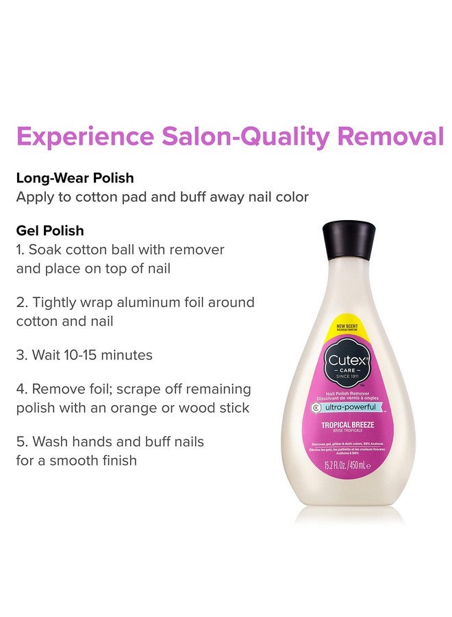 Cutex Gel Nail Polish Remover Ultrapowerful & Removes Glitter And Dark Colored Paints Tropical Breeze Scent 15.2 Fl Oz - Image 3