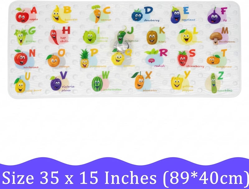 BEEHOMEE Polyvinyl Chloride (PVC) Bath Mat, Alphabet, Square, XL Size, 35x16 inch, Textured Pattern, Suction Cups - Bath Mats for Tub Kids - Image 4