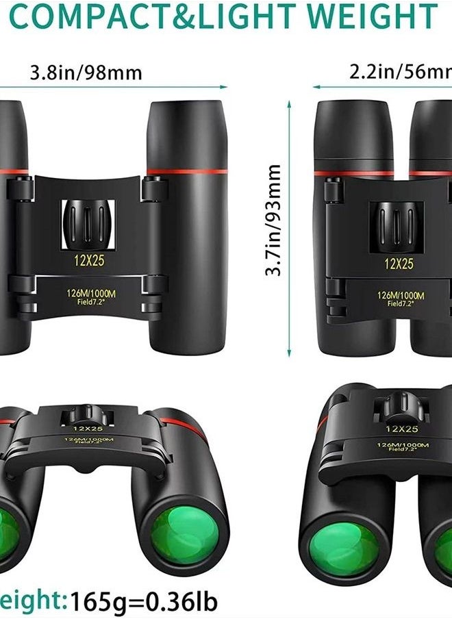 POLDR 12X25 Small Pocket Binoculars Compact Adults,Mini Kids Binoculars Boys for Bird Watching,Concert Theater Opera  - Image 2