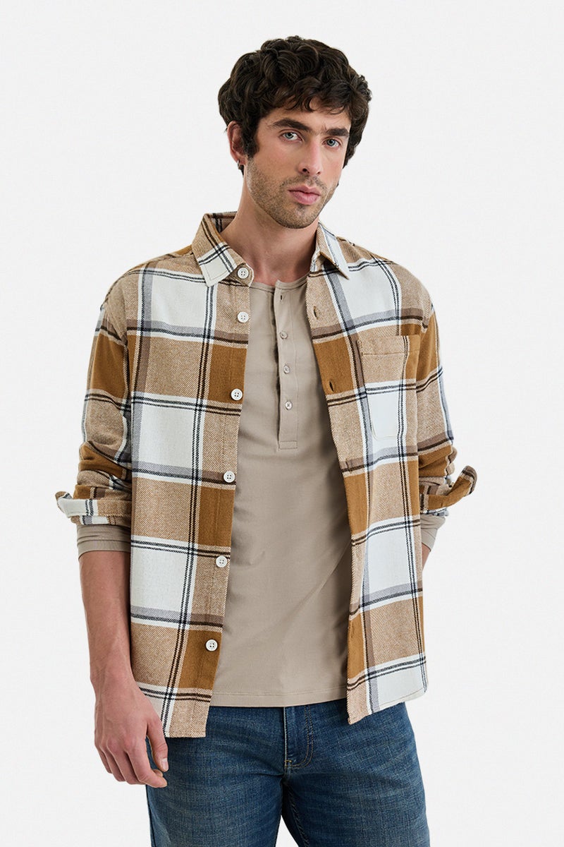 SNITCH Plaid Relaxed Fit 100% Cotton Overshirt - Image 1