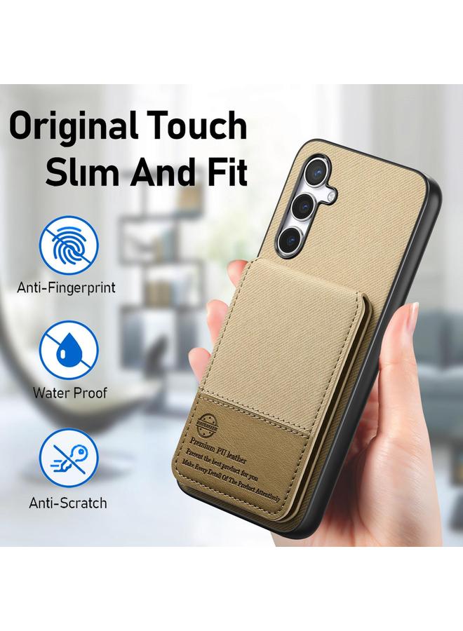 S-TOP Case For Samsung Galaxy A34 5G Twill Fabric Leather Vertical Flip RFID Card Bag Phone Case - Image 5
