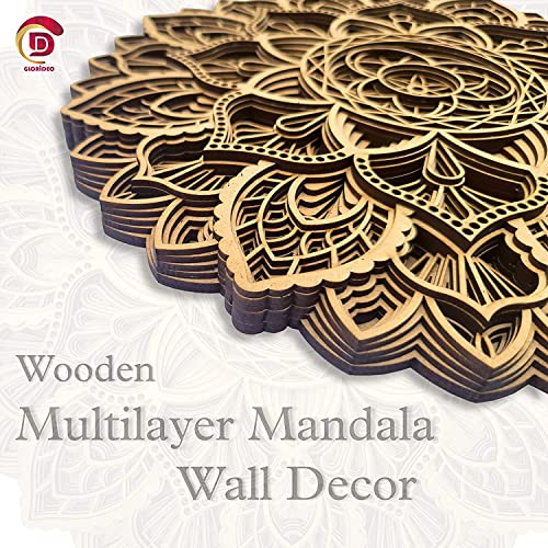 Gloridec 3D Laser Cut Decorative Mandala Wall Decor made of Engineered Wood | Decorative Multi Layered Round Mandala Wall Art, Living Room Wall Hanging (Flower Mandala) (24" x 24" Inch) - Image 5