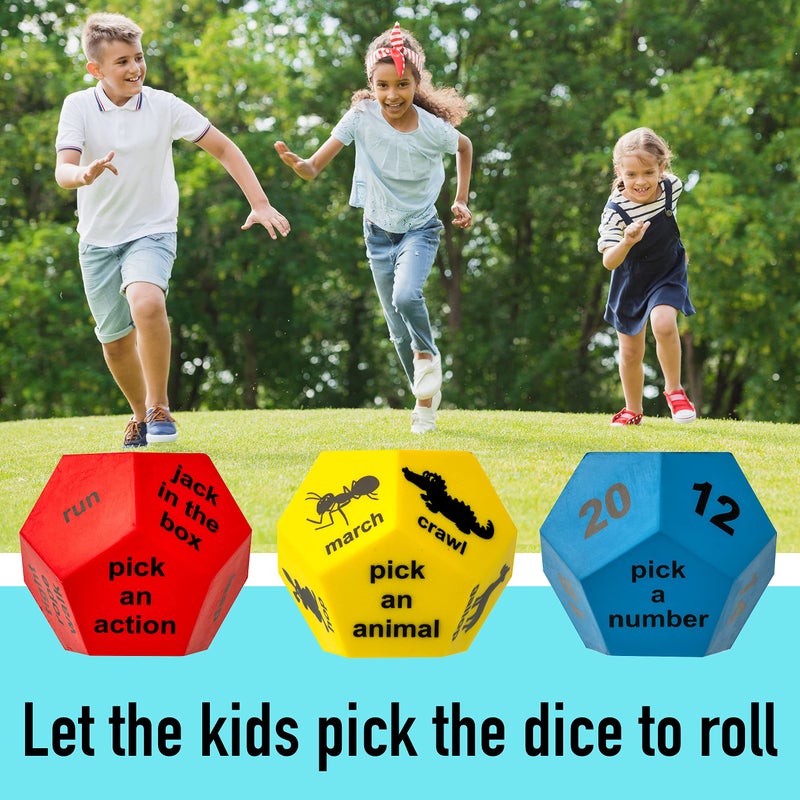 Covelico Exercise Dice for Kids, Outdoor Dice Games for Kids Fitness & Gross Motor, Fun Kids Exercise Equipment, Kids Fitness Equipment for Indoor Recess Activities, PE Equipment for Elementary School - Image 2