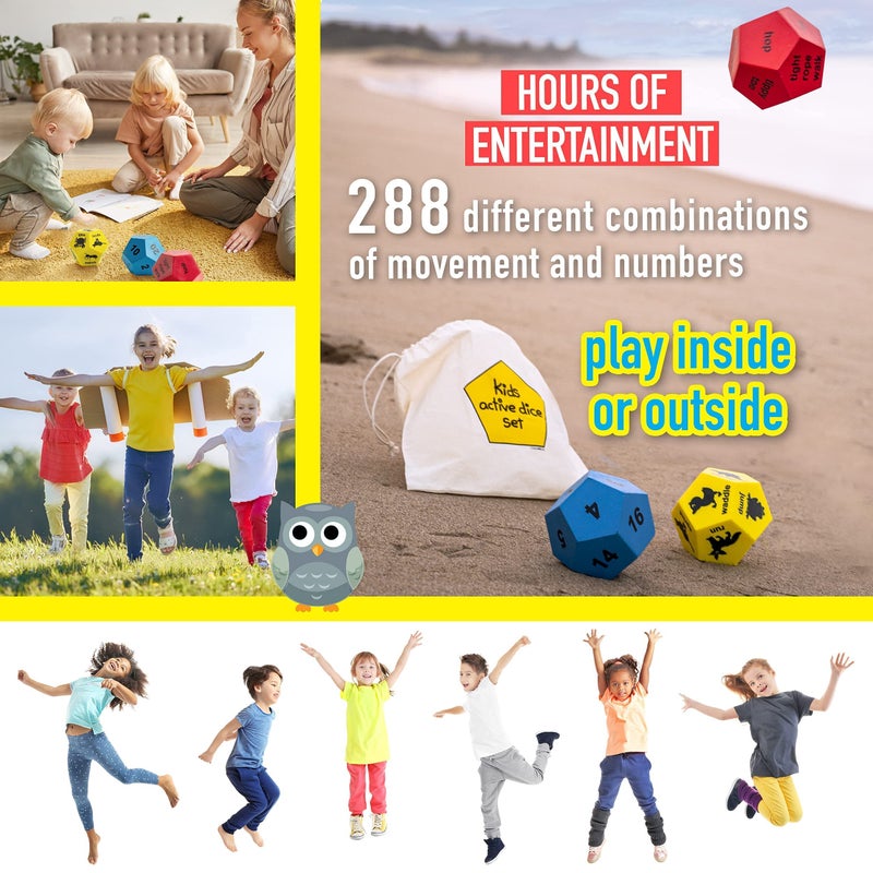 Covelico Exercise Dice for Kids, Outdoor Dice Games for Kids Fitness & Gross Motor, Fun Kids Exercise Equipment, Kids Fitness Equipment for Indoor Recess Activities, PE Equipment for Elementary School - Image 5