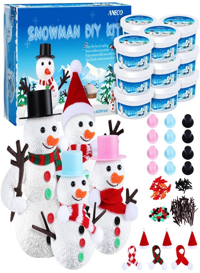 Aneco 12 Pack Christmas Craft Kit Build Snowman DIY Craft Modeling Air Dry Clay Snowman Making Kit Winter Toys Christmas Gift DIY Craft for Holiday Home Supplies - Image 1