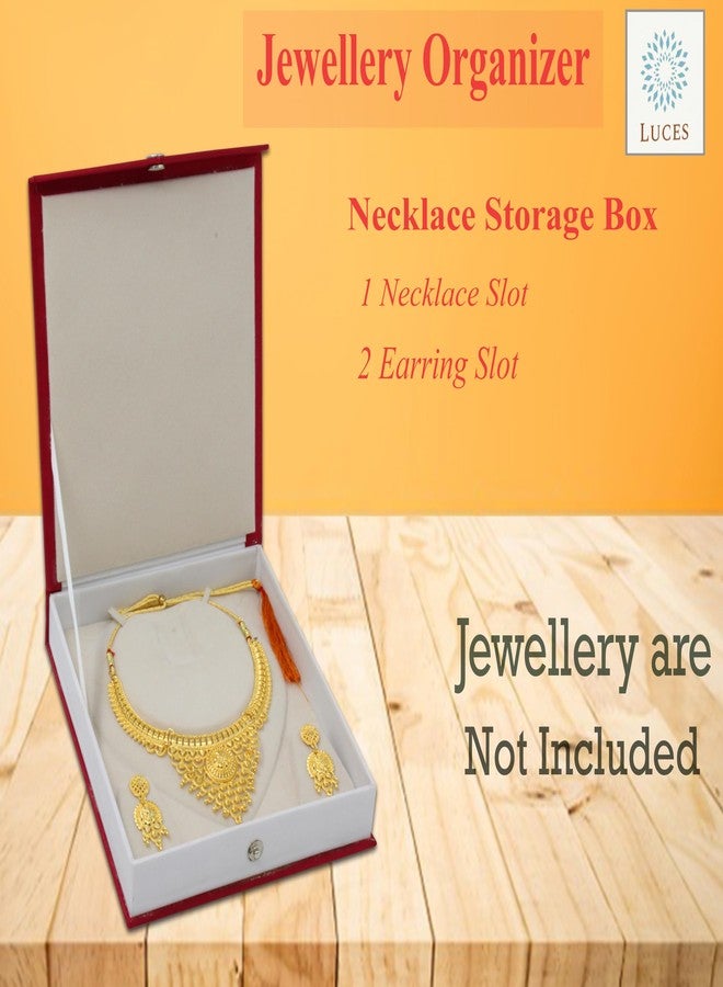 LUCES Satin Maroon 1 Piece Jewellery Box Make Up Box Necklace Pouches Earrings Studs Organizer Box for Travelling Organizer For Women And Girls - Image 3