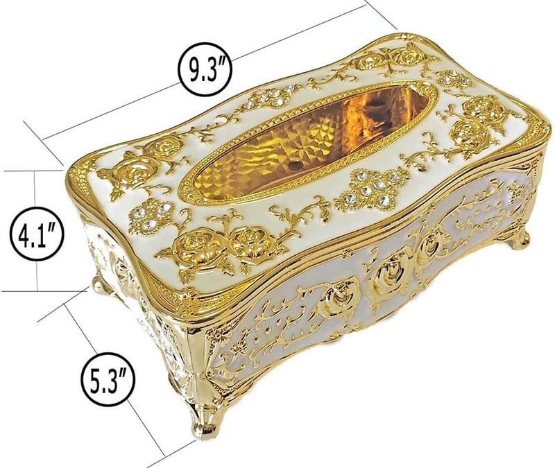 TENDULA Golden Tissue Box Cover, Decorative Tissue Box Holder Rectangular Tissues Cube Boxes, Square Paper Box Napkin Holder Home Decor for Bedroom, Living Room, Office.(Pack of 1) - Image 4