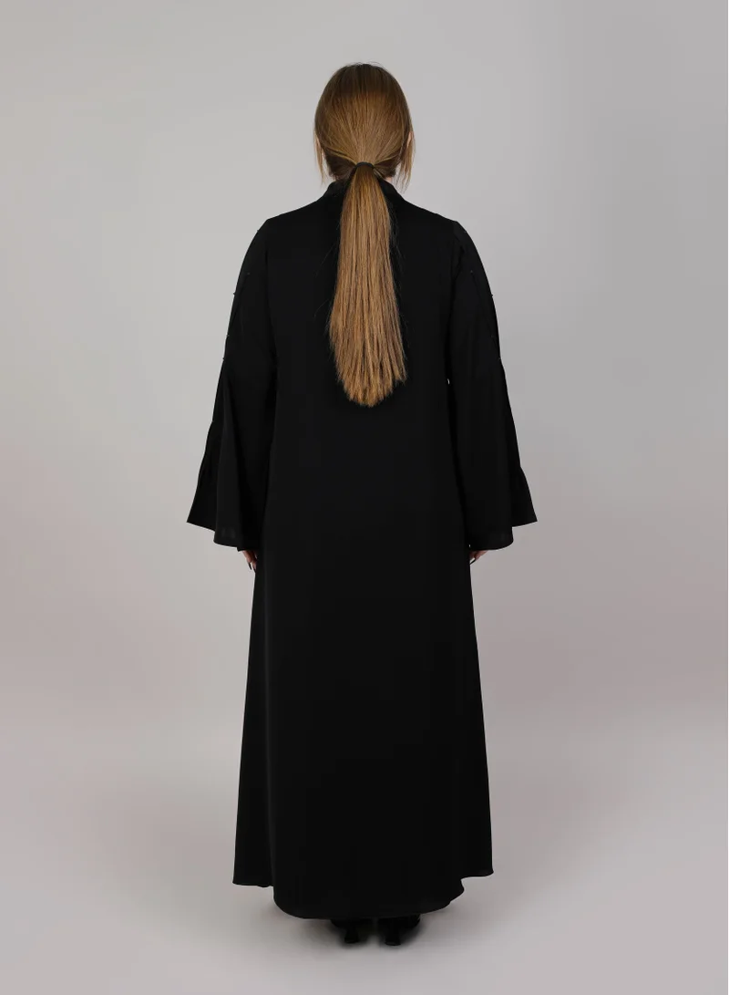 MSquare Fashion  MSquare Fashion Black Korean Nida Embellished Abaya With Long Sleeves for Women | Best Price UAE
