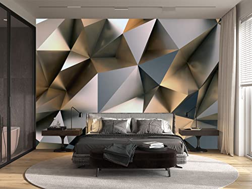 Cliouar-Metal Polygon Geometry Wall Mural Wallpaper for Bedroom Living Room 158" x 110" (Not Self Adhesive) - Image 2