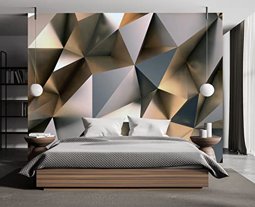Cliouar-Metal Polygon Geometry Wall Mural Wallpaper for Bedroom Living Room 158" x 110" (Not Self Adhesive) - Image 3