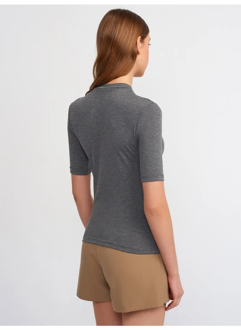 ديلفين 30481 High Collar Tshirt-Anthracite M