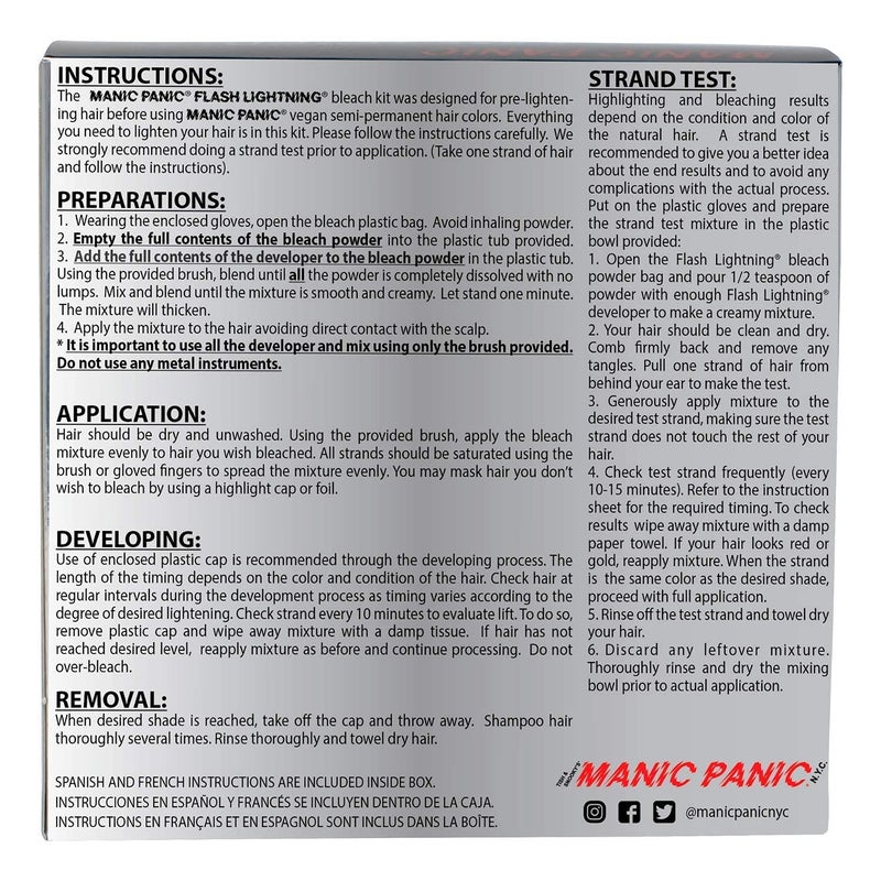 MANIC PANIC Flash Lightning Super Strength Bleach Kit - 40 Volume Developer + Bleach Powder - Hair Lightener for Dark Hair + Lifting up to 7 Levels - Vegan & Cruelty Free - Image 2