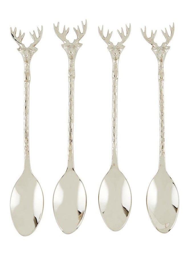 Santa Barbara Design Studio Stag Stainless Steel & Brass Serving Utensils Charcuterie Essentials, Set of 4, Silver Spoons - Image 1