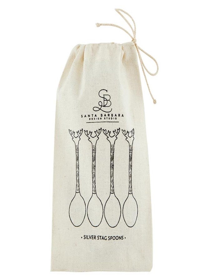 Santa Barbara Design Studio Stag Stainless Steel & Brass Serving Utensils Charcuterie Essentials, Set of 4, Silver Spoons - Image 2