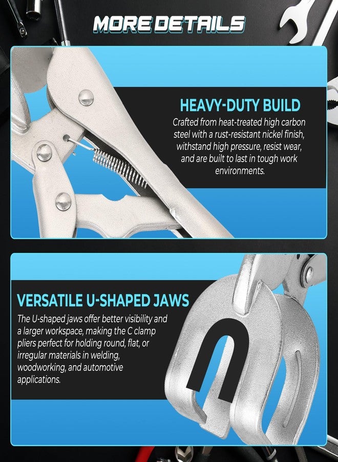 NATGAI 9" Locking Pliers Set, 4 Pack Metal Welding Clamps with Quick-Lock Release, Heavy Duty C-Clamp Vise Grips for Welding, Woodworking, Auto Repair, Sheet Metal Holding (4 Pack) - Image 5