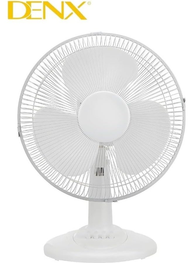 DENX Table Top Fan DX2546 – 12‑Inch High‑Velocity Oscillating Desk Fan, 3‑Speed Control, Adjustable Tilt, Quiet Operation, Powerful Airflow for Home, Office & Bedroom (White or Black) - Image 2