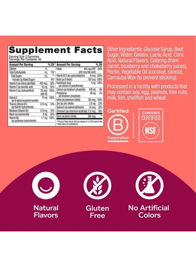 OLLY OLLY Women's Multivitamin Gummy, Vitamins A, D, C, E, Biotin, Folic Acid, Chewable Supplement, Berry Flavor, 90-Day Supply - 180 Count  - Image 2