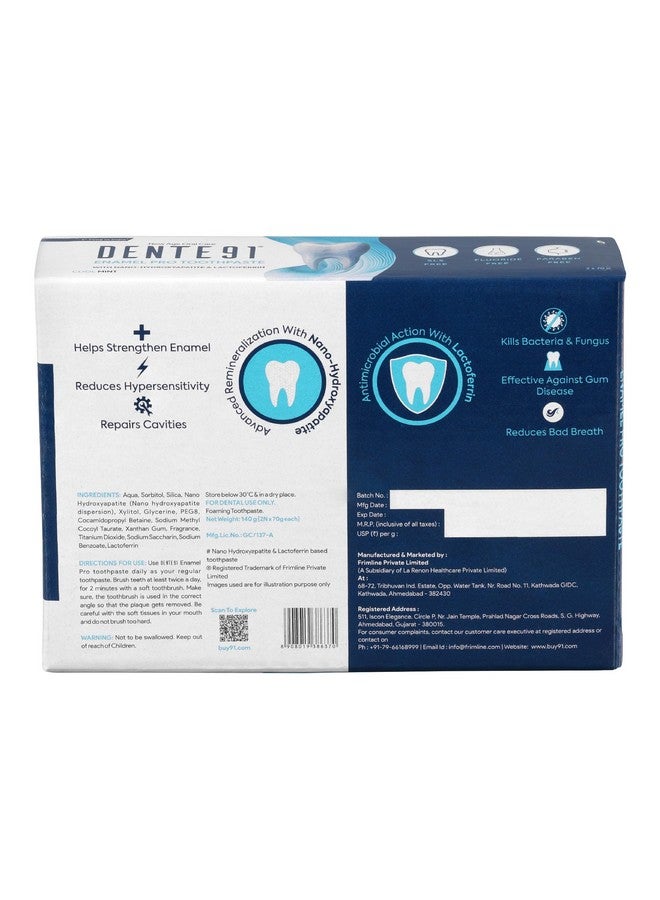 DENTE91 Dente91 Enamel Pro Toothpaste| Sensitivity Relief | Repairs Cavities | Fights Gum Disease | Reduces Bad Breath | Strengthens Enamel | SLS Free | Fluoride Free | Paraben Free | Pack of 2, 2 X 70g  - Image 2