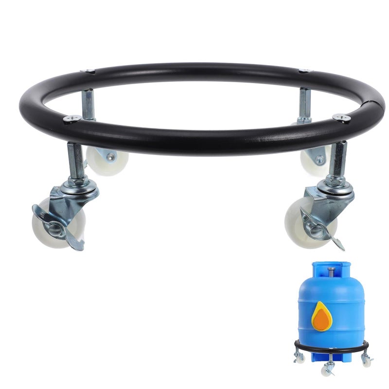 Alipis Propane Tank Holder with Wheels Rolling Propane Tank Stand for 2040lb Gas Cylinder Heavy Duty Mobile Stand Dolly for Grill Kitchen Outdoor Storage Black - Image 2