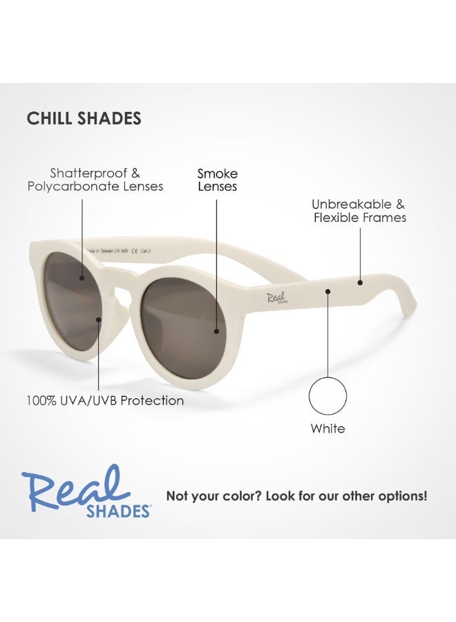 REAL SHADES Chill Polarized Sunglasses for Babies 0+ White Fashion, Smoke Lens, 100% UV400 Protection, Unbreakable Flex Frames, Shatterproof Lenses - Image 3