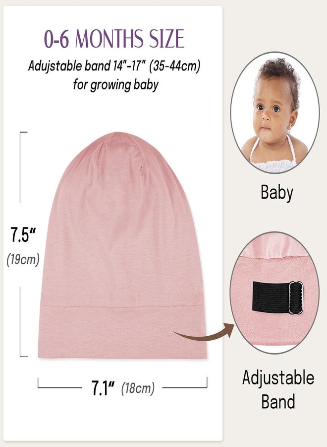 OLESILK Silk Baby Bonnet for 0-6 Months - 100% Mulberry Silk Toddler Hair Bonnet, Adjustable Night Cap for Sleeping Pink - Image 5