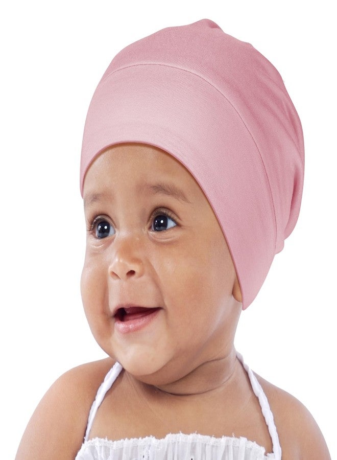 OLESILK Silk Baby Bonnet for 0-6 Months - 100% Mulberry Silk Toddler Hair Bonnet, Adjustable Night Cap for Sleeping Pink - Image 1