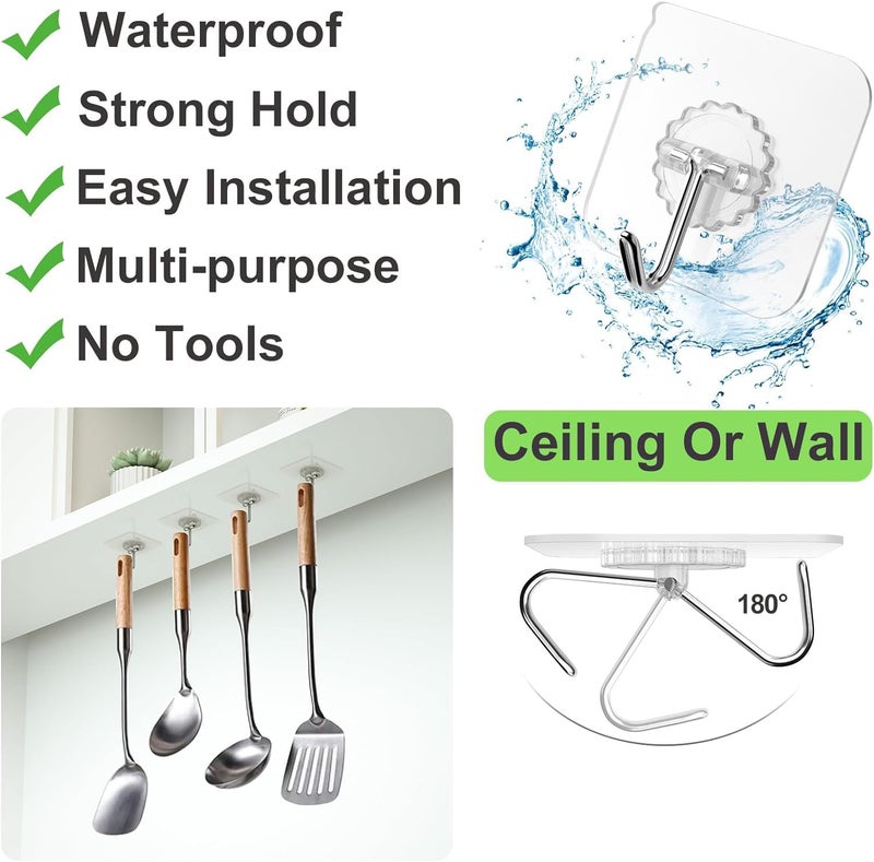 RADIANT Wall Hooks for Hanging Strong, Self Adhesive Hooks for Wall Heavy Duty, Wall hangings, Kitchen Accessories Items. (Transparent Hook, Pack of 10) - Image 2
