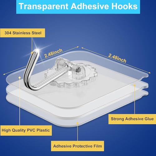 RADIANT Wall Hooks for Hanging Strong, Self Adhesive Hooks for Wall Heavy Duty, Wall hangings, Kitchen Accessories Items. (Transparent Hook, Pack of 10) - Image 5