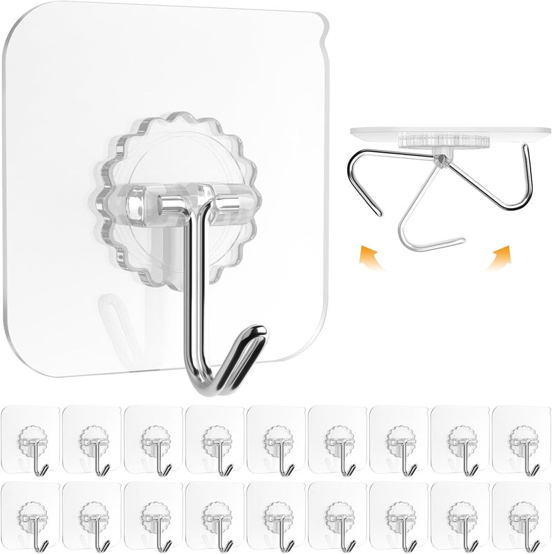 RADIANT Wall Hooks for Hanging Strong, Self Adhesive Hooks for Wall Heavy Duty, Wall hangings, Kitchen Accessories Items. (Transparent Hook, Pack of 10) - Image 1
