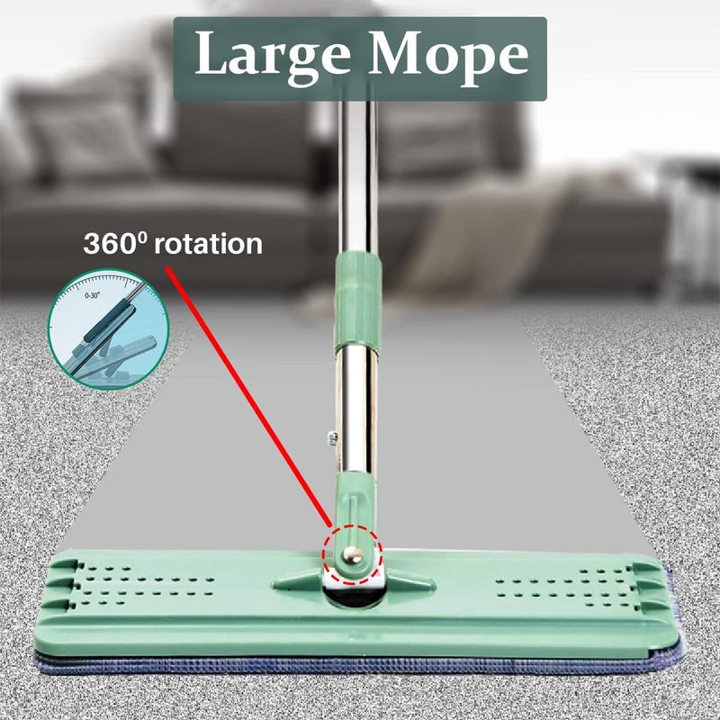 ABH SHABGAYAS Premium Mop Bucket Set with Adjustable Handle Microfiber Head Flat Mop and Bucket System for Floor Cleaning with 1 Washable Microfiber Mop Pad EcoFriendly Mop Bucket Set with DualAction Wringer - Image 5
