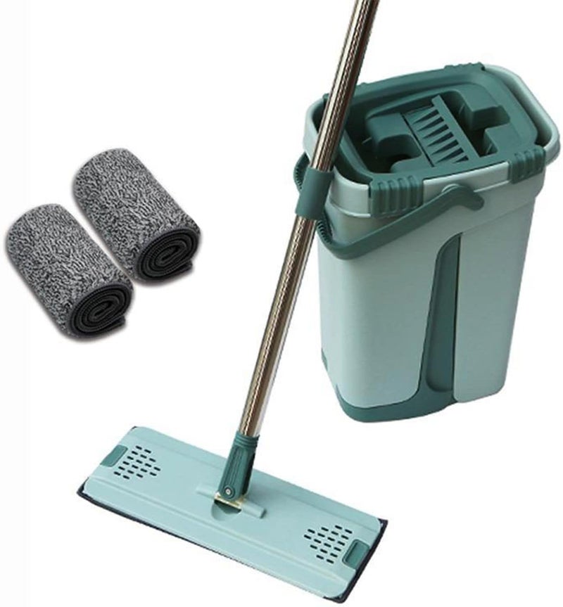 ABH SHABGAYAS Premium Mop Bucket Set with Adjustable Handle Microfiber Head Flat Mop and Bucket System for Floor Cleaning with 1 Washable Microfiber Mop Pad EcoFriendly Mop Bucket Set with DualAction Wringer - Image 1