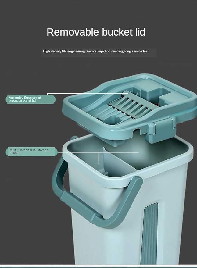 ABH SHABGAYAS Premium Mop Bucket Set with Adjustable Handle Microfiber Head Flat Mop and Bucket System for Floor Cleaning with 1 Washable Microfiber Mop Pad EcoFriendly Mop Bucket Set with DualAction Wringer - Image 3