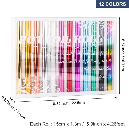CYFUN DESIGN 12 Pack Heat Transfer Gold Foil Sheets for Crafts Embossing Stamp Tool Heat Activated Thermal Toner Reactive Foil Roll 5.9inx4.26ft Add Stunning Foiled Elements to Any Card, Scrapbooking, DIY - Image 4