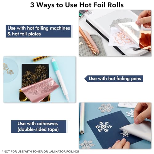 CYFUN DESIGN 12 Pack Heat Transfer Gold Foil Sheets for Crafts Embossing Stamp Tool Heat Activated Thermal Toner Reactive Foil Roll 5.9inx4.26ft Add Stunning Foiled Elements to Any Card, Scrapbooking, DIY - Image 2