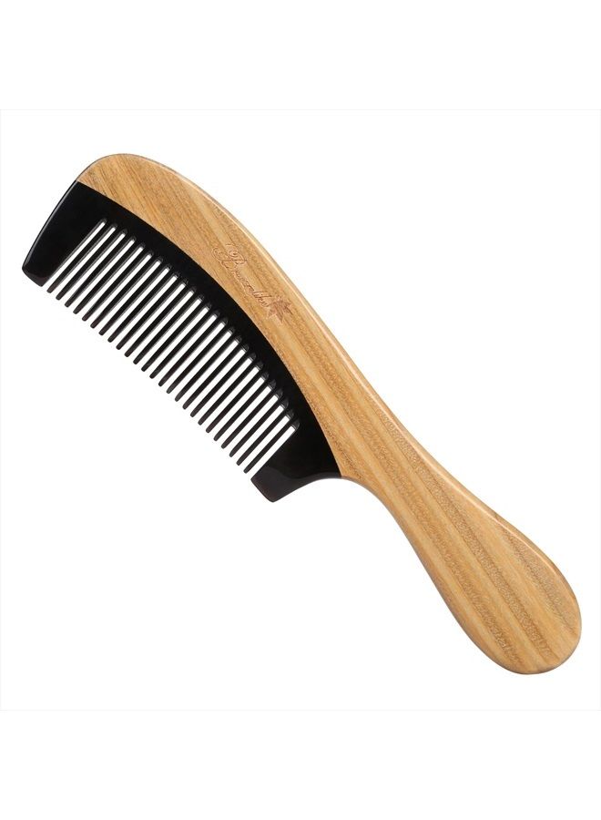 Breezelike Hair Comb - Fine Tooth Natural Sandalwood Buffalo Horn Comb - No Static Detangling Wooden Comb for Women, Men and Kids - Image 1