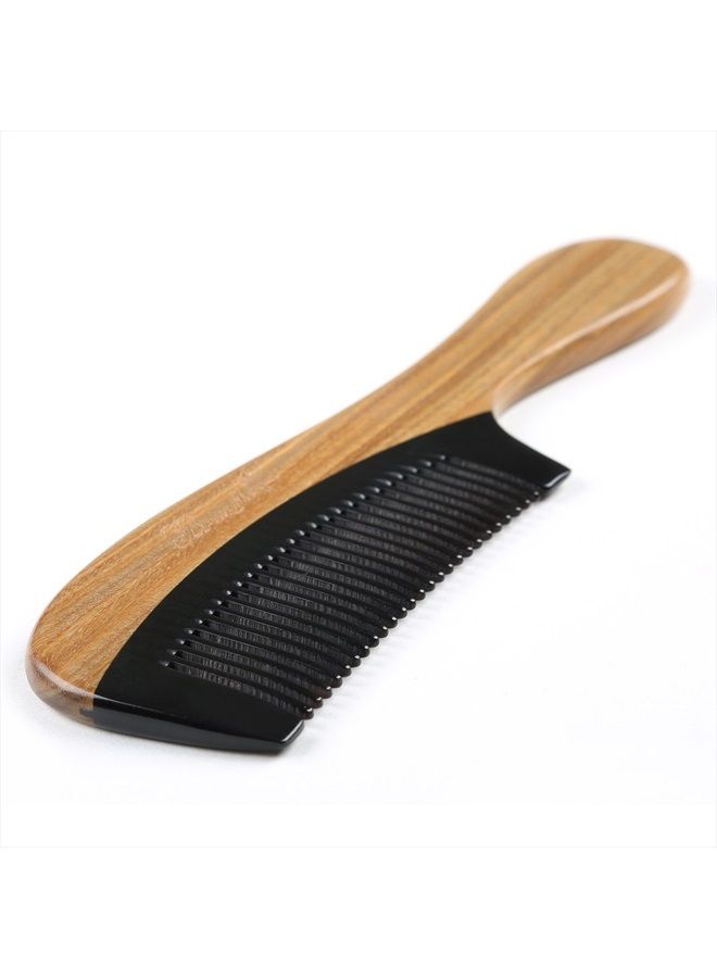 Breezelike Hair Comb - Fine Tooth Natural Sandalwood Buffalo Horn Comb - No Static Detangling Wooden Comb for Women, Men and Kids - Image 2