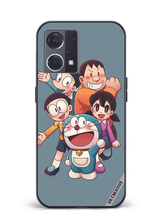 VR CREATIVE Protective Case Cover For Oppo Reno8 4G Doremon Design Multicolour - Image 1