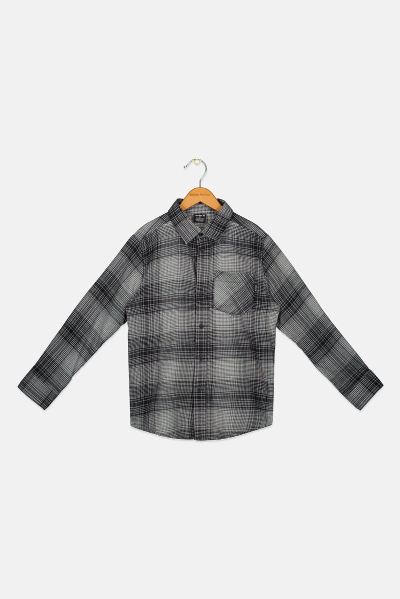 Hurley Kids Boy Plaid Casual Shirt, Black - Image 1