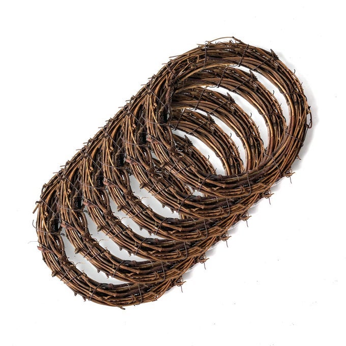 6 PCS 6 INCH NATURAL GRAPEVINE WREATHS VINE BRANCH WREATH RATTAN WREATH FOR DIY CHRISTMAS CRAFT FRONT DOOR WALL HANGING WEDDING AND PARTY DECORS
