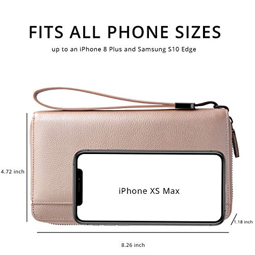 Bveyzi Travel Document Organizer RFID Blocking Leather Multiple Passport Wallet Family Holder Id Wrist Strap(Rose Gold) - Image 4