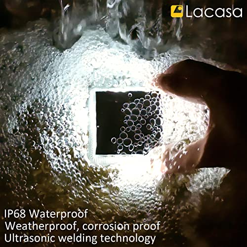 Lacasa Solar Deck Lights Outdoor Waterproof LED, Step Lights Solar Powered Driveway Dock Lights Marine, White 4000K, Dusk to Dawn, for Garden Steps Yard Patio Pathway, Square, 4 Pack - Image 4