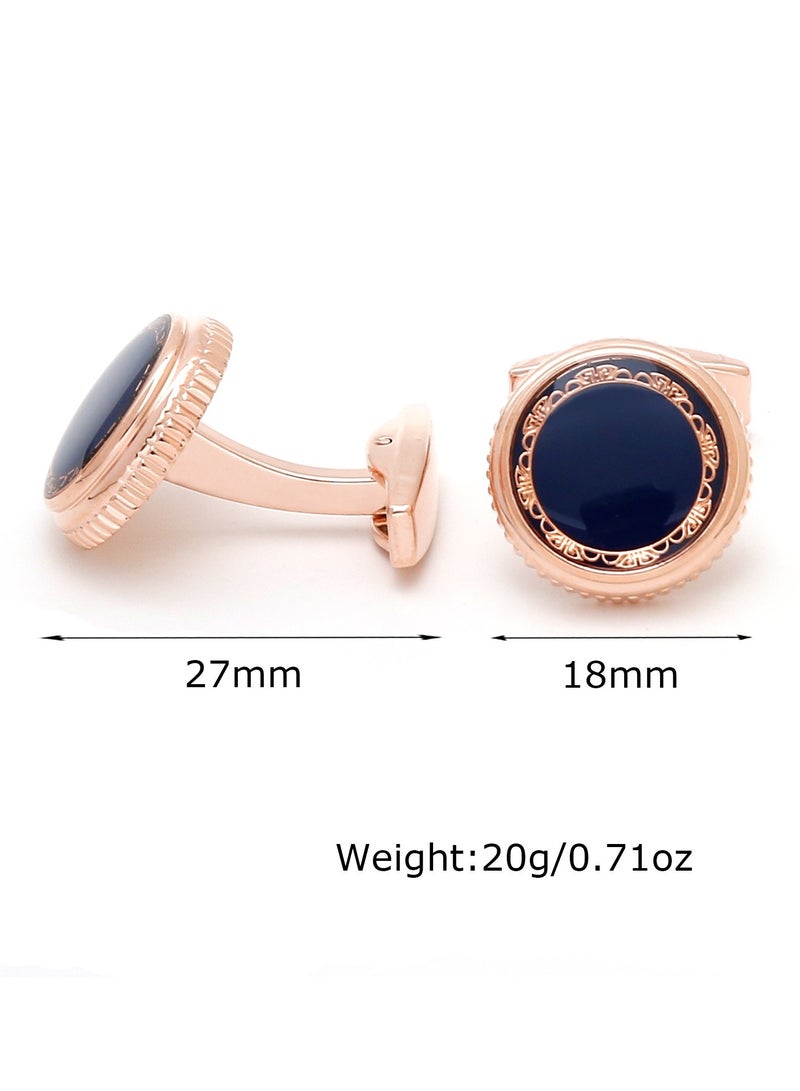 Premium Vintage Floral Rose Gold Round Cufflinks - Image 2