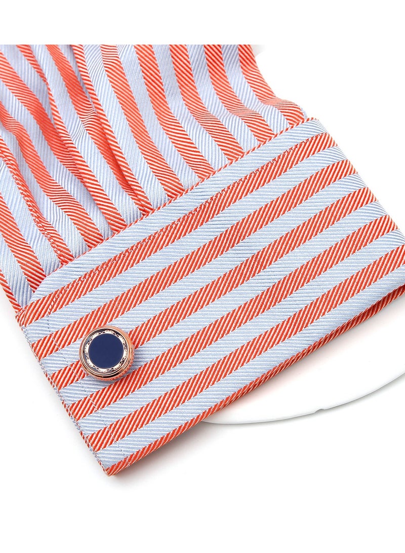 Premium Vintage Floral Rose Gold Round Cufflinks - Image 4