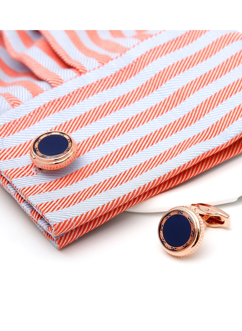 Premium Vintage Floral Rose Gold Round Cufflinks - Image 5