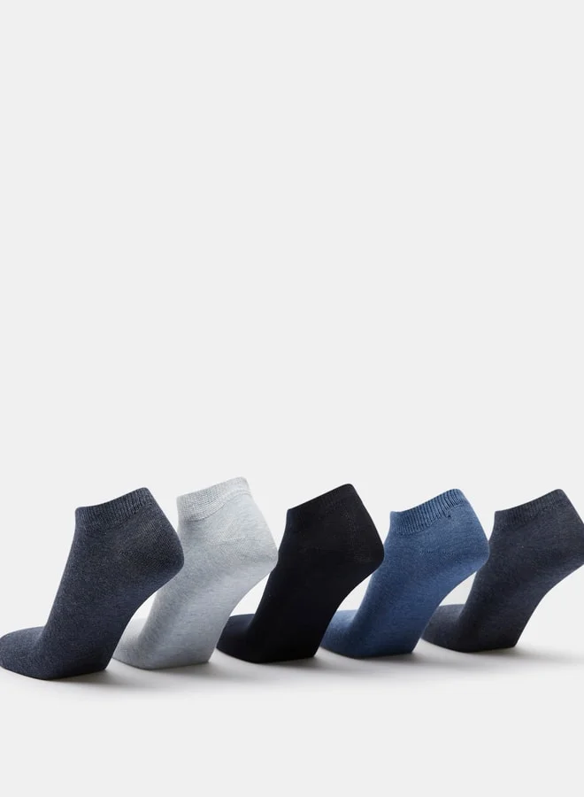 DUCHINI Men's Solid Ankle Length Socks - Set of 5