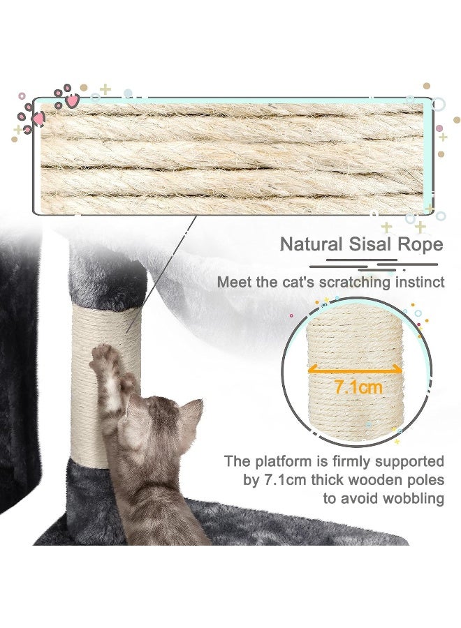 NeoStyle Large Cat Tree Tower with Scratching Posts, Play Balls and Multi-Level Platforms, Durable Indoor Cat Climber with Spacious Design for Multi-Cat Households - Image 4