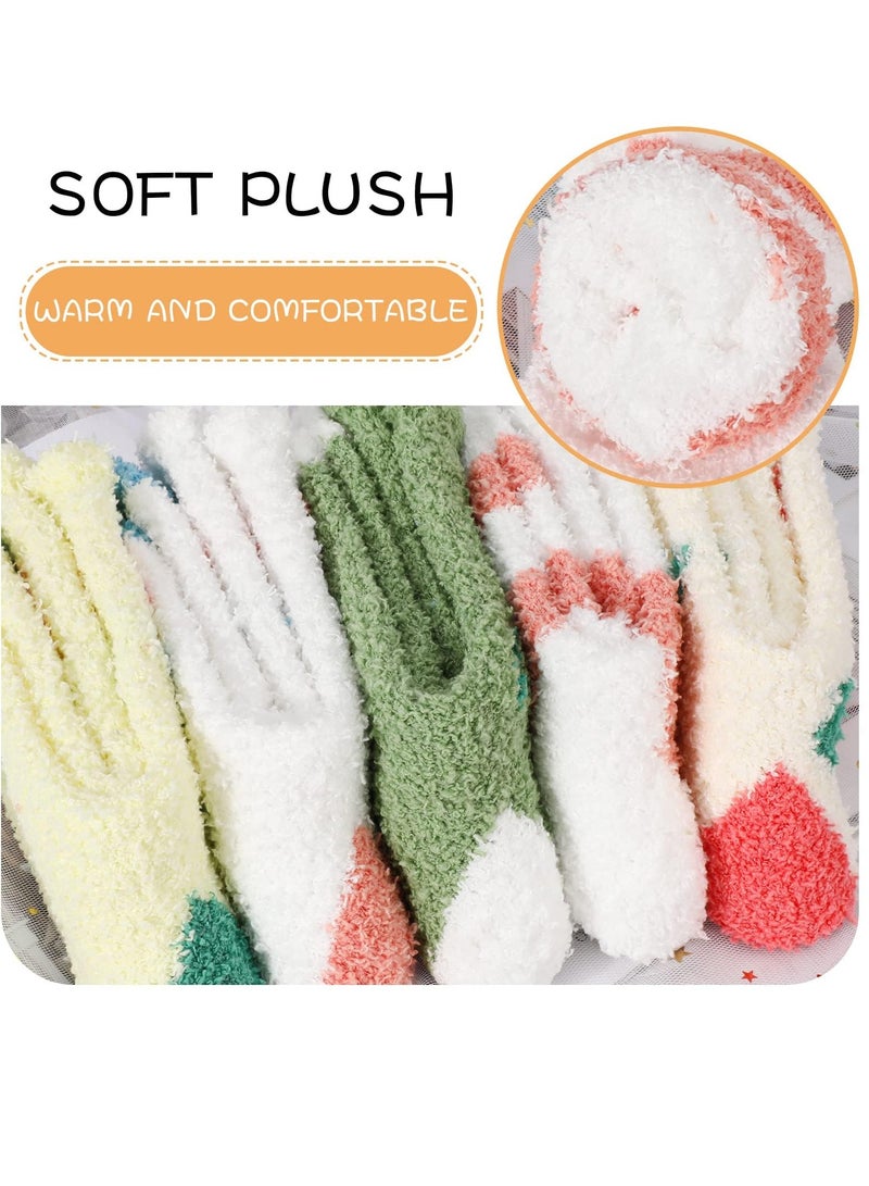 SYOSI Fluffy Womens Socks 5 Pairs Fluffy Winter Socks for Womens Girls Fuzzy Bed Socks Cosy Sleep Socks Thick Thermal Slipper Socks Size UK 3-8 Multipack - Image 3